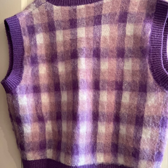 Zara Purple Plaid Knit Sweater Vest - Picture 2 of 2